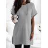 imageDokotoo Womens Summer Oversized Shirts 2025 Short Sleeve Drawstring Hoodies Waffle Knit Side Slit Tunic Tops with PocketGrey