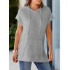 imageDokotoo Womens Summer Oversized Shirts 2025 Short Sleeve Drawstring Hoodies Waffle Knit Side Slit Tunic Tops with PocketGrey