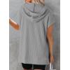 imageDokotoo Womens Summer Oversized Shirts 2025 Short Sleeve Drawstring Hoodies Waffle Knit Side Slit Tunic Tops with PocketGrey