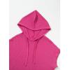 imageDokotoo Womens Summer Oversized Shirts 2025 Short Sleeve Drawstring Hoodies Waffle Knit Side Slit Tunic Tops with PocketHot Pink