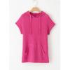 imageDokotoo Womens Summer Oversized Shirts 2025 Short Sleeve Drawstring Hoodies Waffle Knit Side Slit Tunic Tops with PocketHot Pink