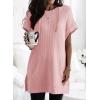 imageDokotoo Womens Summer Oversized Shirts 2025 Short Sleeve Drawstring Hoodies Waffle Knit Side Slit Tunic Tops with PocketPink
