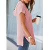 imageDokotoo Womens Summer Oversized Shirts 2025 Short Sleeve Drawstring Hoodies Waffle Knit Side Slit Tunic Tops with PocketPink