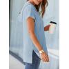 imageDokotoo Womens Summer Oversized Shirts 2025 Short Sleeve Drawstring Hoodies Waffle Knit Side Slit Tunic Tops with PocketSky Blue