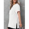 imageDokotoo Womens Summer Oversized Shirts 2025 Short Sleeve Drawstring Hoodies Waffle Knit Side Slit Tunic Tops with PocketWhite