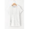 imageDokotoo Womens Summer Oversized Shirts 2025 Short Sleeve Drawstring Hoodies Waffle Knit Side Slit Tunic Tops with PocketWhite