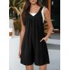 imageDokotoo Womens Summer Sleeveless Waffle Knit Romper Tank Tops Belt Jumpsuits with Side PocketsBlack