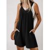 imageDokotoo Womens Summer Sleeveless Waffle Knit Romper Tank Tops Belt Jumpsuits with Side PocketsBlack