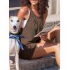 imageDokotoo Womens Summer Sleeveless Waffle Knit Romper Tank Tops Belt Jumpsuits with Side PocketsBreen