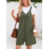 imageDokotoo Womens Summer Sleeveless Waffle Knit Romper Tank Tops Belt Jumpsuits with Side PocketsFern Green