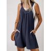 imageDokotoo Womens Summer Sleeveless Waffle Knit Romper Tank Tops Belt Jumpsuits with Side PocketsNavy Blue