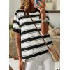 imageDokotoo Womens Summer Tops 2025 Striped Color Block Short Sleeve TShirts Crewneck Casual Loose Basic Tee BlousesBlack White