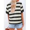 imageDokotoo Womens Summer Tops 2025 Striped Color Block Short Sleeve TShirts Crewneck Casual Loose Basic Tee BlousesBlack White
