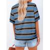 imageDokotoo Womens Summer Tops 2025 Striped Color Block Short Sleeve TShirts Crewneck Casual Loose Basic Tee BlousesBlue Brown