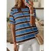 imageDokotoo Womens Summer Tops 2025 Striped Color Block Short Sleeve TShirts Crewneck Casual Loose Basic Tee BlousesBlue Brown