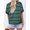 imageDokotoo Womens Summer Tops 2025 Striped Color Block Short Sleeve TShirts Crewneck Casual Loose Basic Tee BlousesGreen Blue