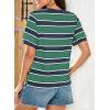 imageDokotoo Womens Summer Tops 2025 Striped Color Block Short Sleeve TShirts Crewneck Casual Loose Basic Tee BlousesGreen Blue