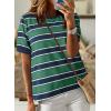 imageDokotoo Womens Summer Tops 2025 Striped Color Block Short Sleeve TShirts Crewneck Casual Loose Basic Tee BlousesGreen Blue