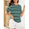 imageDokotoo Womens Summer Tops 2025 Striped Color Block Short Sleeve TShirts Crewneck Casual Loose Basic Tee BlousesGreen Blue