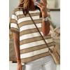 imageDokotoo Womens Summer Tops 2025 Striped Color Block Short Sleeve TShirts Crewneck Casual Loose Basic Tee BlousesKhaki White