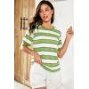 imageDokotoo Womens Summer Tops 2025 Striped Color Block Short Sleeve TShirts Crewneck Casual Loose Basic Tee BlousesLight Green