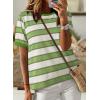 imageDokotoo Womens Summer Tops 2025 Striped Color Block Short Sleeve TShirts Crewneck Casual Loose Basic Tee BlousesLight Green