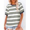 imageDokotoo Womens Summer Tops 2025 Striped Color Block Short Sleeve TShirts Crewneck Casual Loose Basic Tee BlousesLight Green White