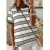 imageDokotoo Womens Summer Tops 2025 Striped Color Block Short Sleeve TShirts Crewneck Casual Loose Basic Tee BlousesLight Green White
