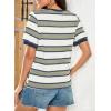imageDokotoo Womens Summer Tops 2025 Striped Color Block Short Sleeve TShirts Crewneck Casual Loose Basic Tee BlousesLight Green White