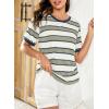 imageDokotoo Womens Summer Tops 2025 Striped Color Block Short Sleeve TShirts Crewneck Casual Loose Basic Tee BlousesLight Green White