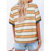imageDokotoo Womens Summer Tops 2025 Striped Color Block Short Sleeve TShirts Crewneck Casual Loose Basic Tee BlousesOrange White