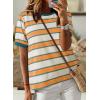 imageDokotoo Womens Summer Tops 2025 Striped Color Block Short Sleeve TShirts Crewneck Casual Loose Basic Tee BlousesOrange White