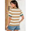 imageDokotoo Womens Summer Tops 2025 Striped Color Block Short Sleeve TShirts Crewneck Casual Loose Basic Tee BlousesOrange White