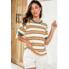 imageDokotoo Womens Summer Tops 2025 Striped Color Block Short Sleeve TShirts Crewneck Casual Loose Basic Tee BlousesOrange White