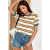 imageDokotoo Womens Summer Tops 2025 Striped Color Block Short Sleeve TShirts Crewneck Casual Loose Basic Tee BlousesOrange White