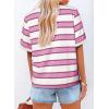 imageDokotoo Womens Summer Tops 2025 Striped Color Block Short Sleeve TShirts Crewneck Casual Loose Basic Tee BlousesPink