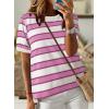 imageDokotoo Womens Summer Tops 2025 Striped Color Block Short Sleeve TShirts Crewneck Casual Loose Basic Tee BlousesPink