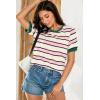 imageDokotoo Womens Summer Tops 2025 Striped Color Block Short Sleeve TShirts Crewneck Casual Loose Basic Tee BlousesPink White