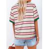 imageDokotoo Womens Summer Tops 2025 Striped Color Block Short Sleeve TShirts Crewneck Casual Loose Basic Tee BlousesPink White