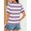 imageDokotoo Womens Summer Tops 2025 Striped Color Block Short Sleeve TShirts Crewneck Casual Loose Basic Tee BlousesPurple White