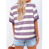imageDokotoo Womens Summer Tops 2025 Striped Color Block Short Sleeve TShirts Crewneck Casual Loose Basic Tee BlousesPurple White