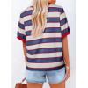 imageDokotoo Womens Summer Tops 2025 Striped Color Block Short Sleeve TShirts Crewneck Casual Loose Basic Tee BlousesRed