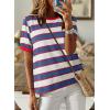 imageDokotoo Womens Summer Tops 2025 Striped Color Block Short Sleeve TShirts Crewneck Casual Loose Basic Tee BlousesRed