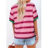imageDokotoo Womens Summer Tops 2025 Striped Color Block Short Sleeve TShirts Crewneck Casual Loose Basic Tee BlousesRosy Red