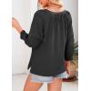 imageDokotoo Womens Summer Tops 34 Lantern Sleeve Casual VNeck TShirts Pleated Loose Tunic HollowOut BlouseBlack
