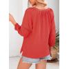 imageDokotoo Womens Summer Tops 34 Lantern Sleeve Casual VNeck TShirts Pleated Loose Tunic HollowOut BlouseOrange