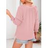 imageDokotoo Womens Summer Tops 34 Lantern Sleeve Casual VNeck TShirts Pleated Loose Tunic HollowOut BlousePink