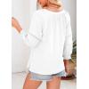 imageDokotoo Womens Summer Tops 34 Lantern Sleeve Casual VNeck TShirts Pleated Loose Tunic HollowOut BlouseWhite