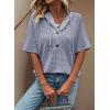imageDokotoo Womens Summer Tops Waffle Knit Short Sleeve Lightweight Drawstring Hoodies Button V Neck Casual Blouses ShirtsBeau Blue
