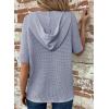 imageDokotoo Womens Summer Tops Waffle Knit Short Sleeve Lightweight Drawstring Hoodies Button V Neck Casual Blouses ShirtsBeau Blue